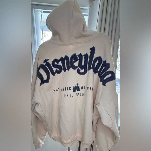 Disney Parks Disneyland Resorts authentic embroidered zip up hoodie beige XL EUC - Picture 7 of 8